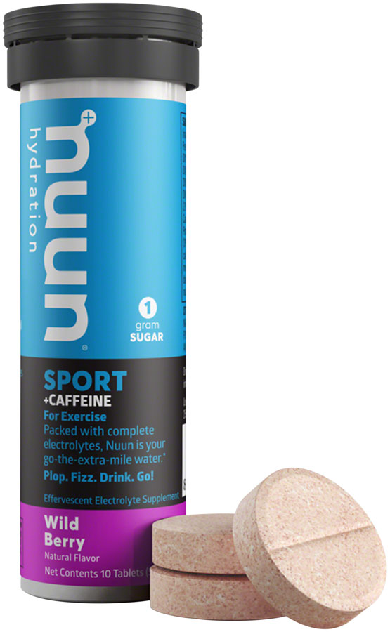 Nuun Sport + Caffeine Hydration Tablets: Wild Berry, Box of 8 Tubes - Sport Hydration - Sport + Caffeine Hydration Tablets