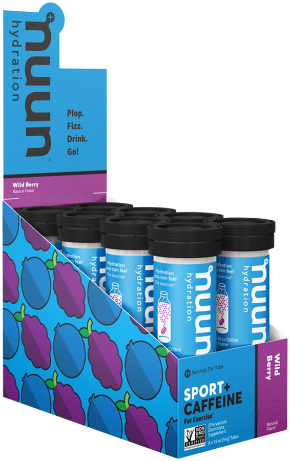 Nuun Sport + Caffeine Hydration Tablets: Wild Berry, Box of 8 Tubes