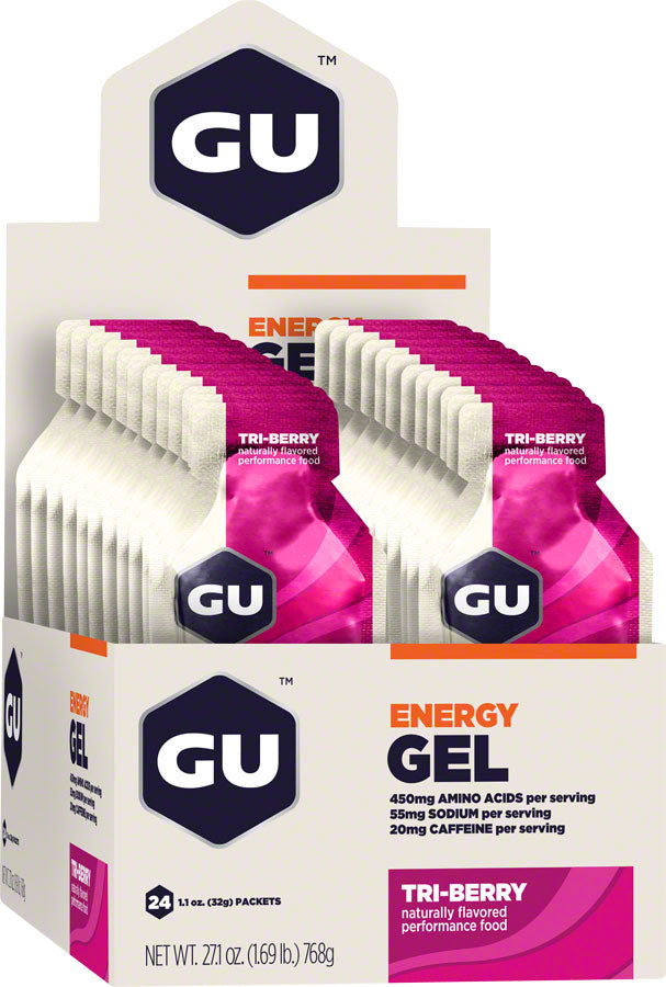 GU Energy Gel - Tri Berry, Box of 24 MPN: 123049 UPC: 769493200068 Gel Energy Gel