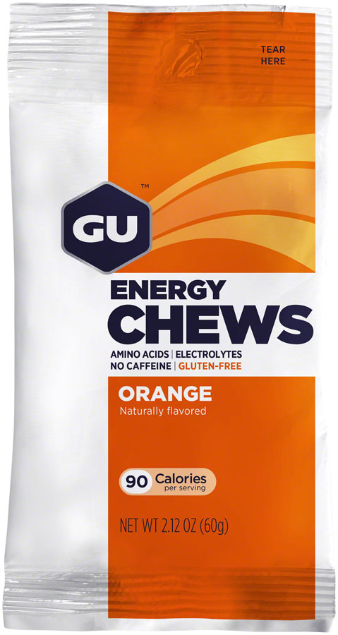 GU Energy Chews - Orange, Box of 12 Bags MPN: 124844 UPC: 769493104359 Chew Energy Chews