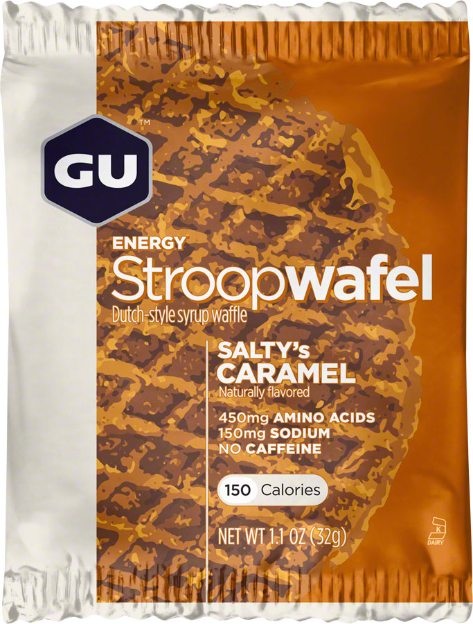 GU Energy Stroopwafel - Salty's Caramel, Box of 16 - Waffle - Energy Stroopwafel