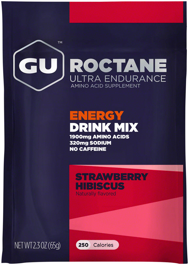 GU Roctane Energy Drink Mix - Strawberry Hibiscus, Box of 10 - Sport Hydration - ROCTANE Energy Drink Mix