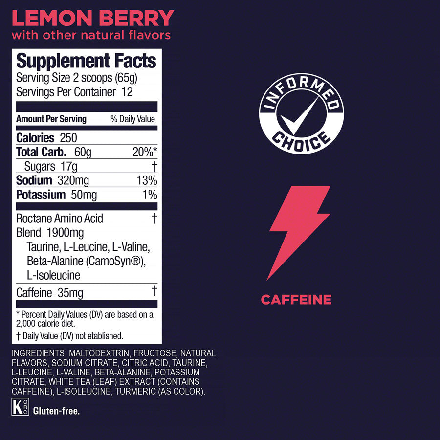 GU Roctane Energy Drink Mix - Lemon Berry, 12 Serving Canister - Sport Hydration - ROCTANE Energy Drink Mix