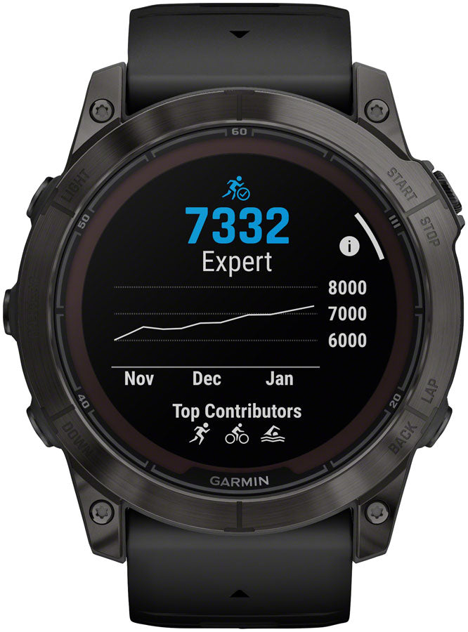 Garmin fenix 7X Pro Sapphire Solar Smartwatch - 51mm, Carbon Gray DLC Titanium Case, Black Band - Fitness Computers - fenix 7X Pro Sapphire Solar Smartwatch