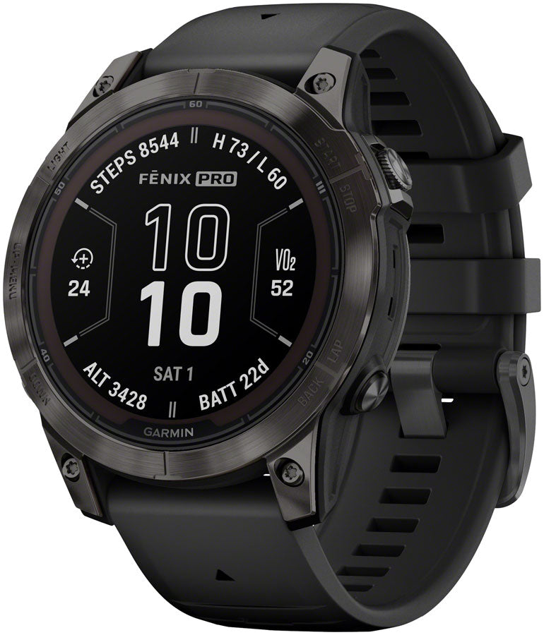 Garmin fenix 7 Pro Sapphire Solar Smartwatch - 47mm, Carbon Gray DLC Titanium Case, Black Band