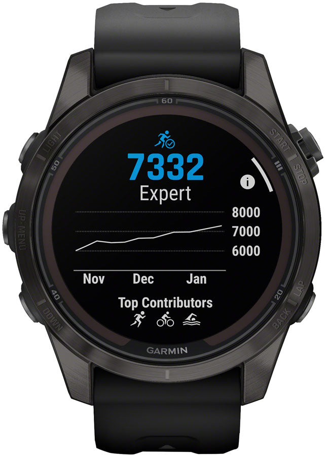 Garmin fenix 7S Pro Sapphire Solar Smartwatch - 42mm, Carbon Gray DLC Titanium Case, Black Band - Fitness Computers - fenix 7S Pro Sapphire Solar Smartwatch