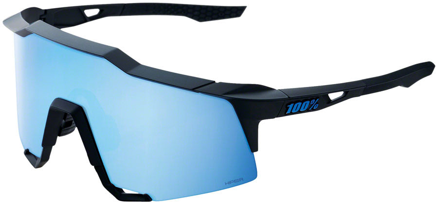 100% Speedcraft Sunglasses - Matte Black, HiPER Blue Multilayer Mirror Lens MPN: 60007-00004 UPC: 196261017076 Sunglasses Speedcraft Sunglasses
