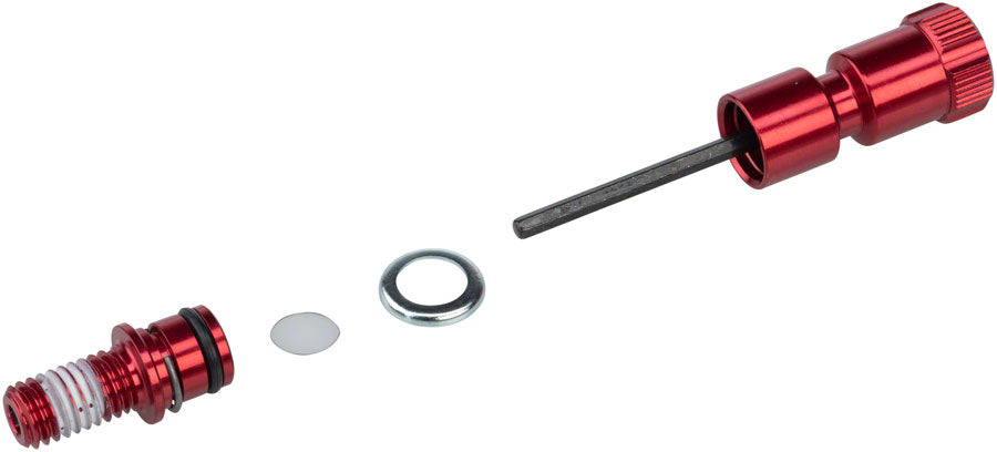 RockShox Rebound Long Adjuster Knob/Bolt Kit (use with some 32mm Maxle lower leg forks), Red