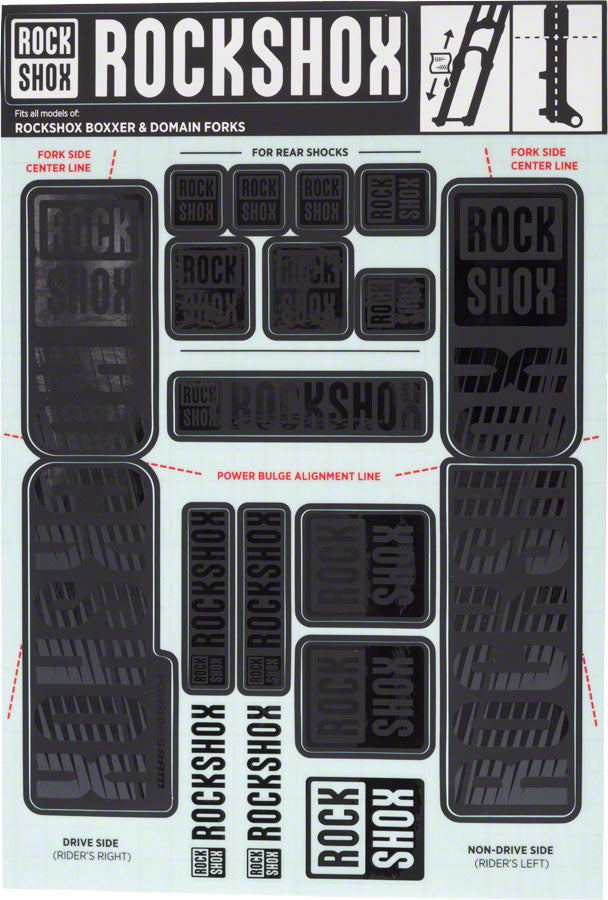 RockShox Fork Decal Kit - 35mm Dual Crown, Stealth Black MPN: 11.4318.003.514 UPC: 710845803925 Sticker/Decal Fork Decal Kits