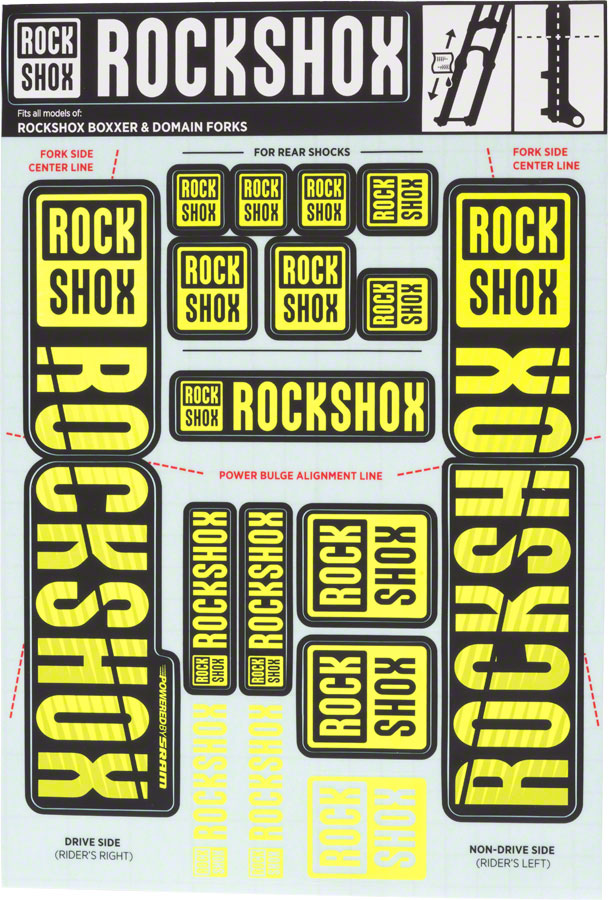 RockShox Fork Decal Kit - 35mm Dual Crown, Yellow