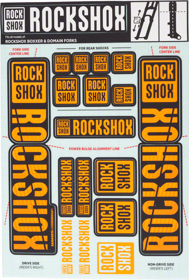 RockShox Fork Decal Kit - 35mm Dual Crown, Orange MPN: 11.4318.003.517 UPC: 710845803956 Sticker/Decal Fork Decal Kits