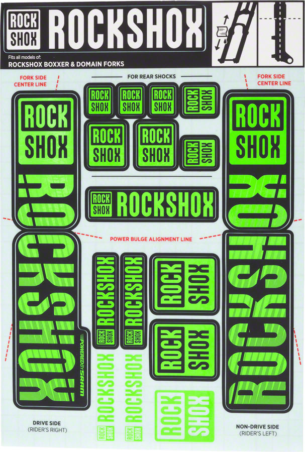 RockShox Fork Decal Kit - 35mm Dual Crown, Green MPN: 11.4318.003.519 UPC: 710845803970 Sticker/Decal Fork Decal Kits