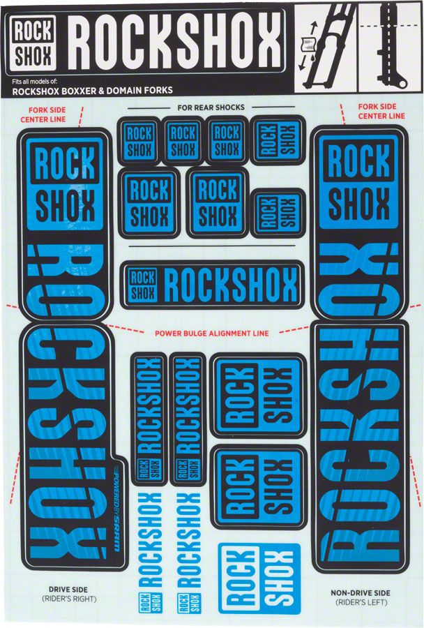 RockShox Fork Decal Kit - 35mm Dual Crown, Blue MPN: 11.4318.003.520 UPC: 710845803987 Sticker/Decal Fork Decal Kits