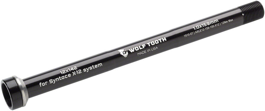 Wolf Tooth Rear Thru Axle - M12, 1.0 x 159mm, for X12 x 142mm, Black MPN: AXLE12-159-100-X12 UPC: 810006801620 Thru Axle Rear Thru Axle