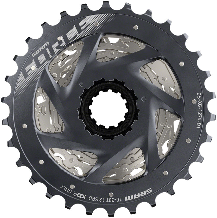 SRAM Force AXS XG-1270 Cassette - 12-Speed, 10-30t, Silver, For XDR Driver Body, D1 - Cassettes - Force AXS XG-1270 12-Speed Cassette