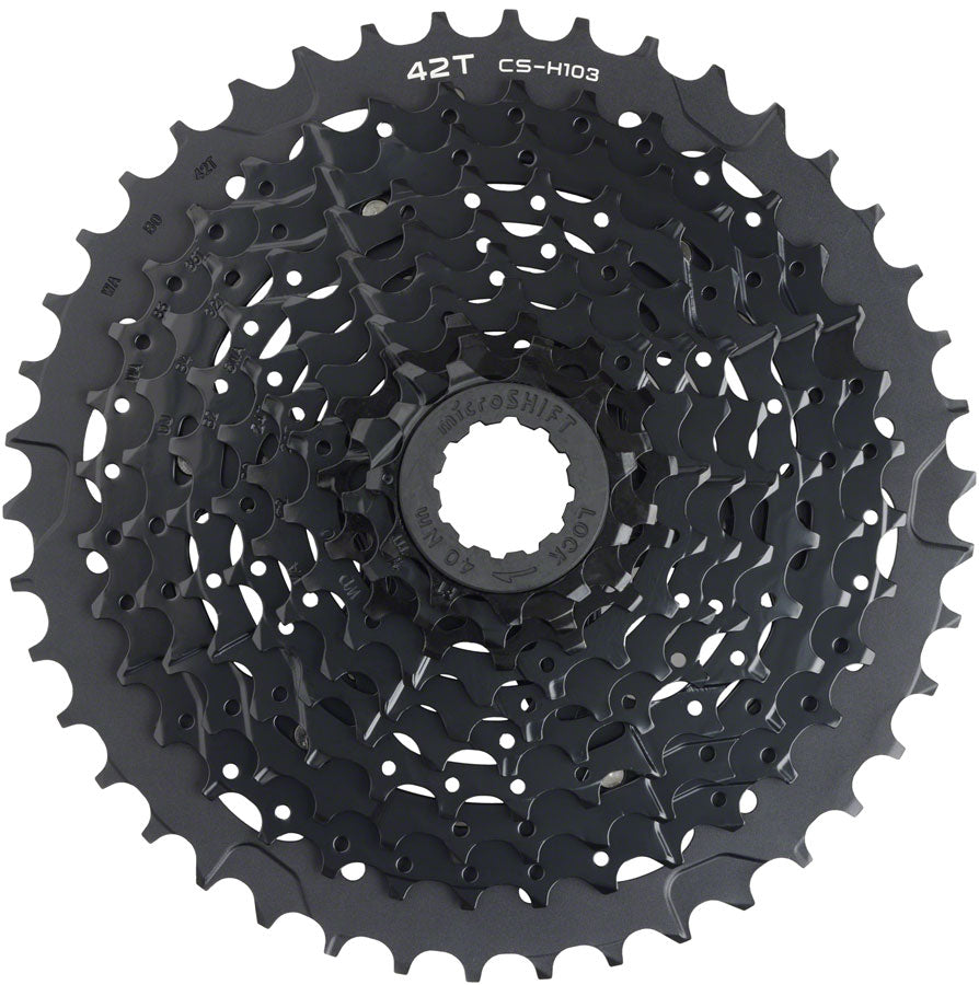 microSHIFT ADVENT X E-Series Cassette - 10 Speed, 11-42t, Black, ED Coated, Alloy Outer Cog