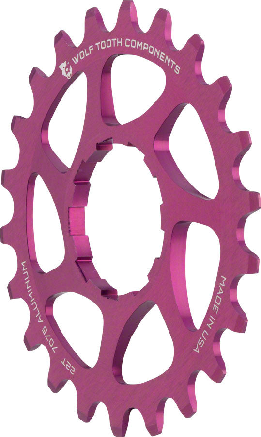 Wolf Tooth Single Speed Aluminum Cog - 22t, Compatible with 3/32" Chains, Purple MPN: AL-SS-PRP-COG22 UPC: 812719023245 Driver and Single Cog Aluminum Single Speed Cog