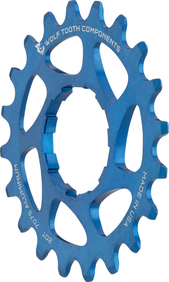 Wolf Tooth Single Speed Aluminum Cog: 20T, Compatible with 3/32" Chains, Blue MPN: AL-SS-BLU-COG20 UPC: 812719023184 Driver and Single Cog Alloy Singlespeed Cog