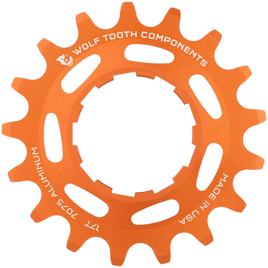Wolf Tooth Single Speed Aluminum Cog - 17t, Compatible with 3/32" Chains, Orange MPN: AL-SS-ORG-COG17 UPC: 812719023634 Driver and Single Cog Aluminum Single Speed Cog