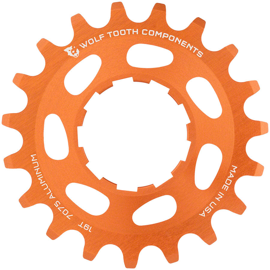 Wolf Tooth Single Speed Aluminum Cog - 19t, Compatible with 3/32" Chains, Orange MPN: AL-SS-ORG-COG19 UPC: 812719025294 Driver and Single Cog Aluminum Single Speed Cog