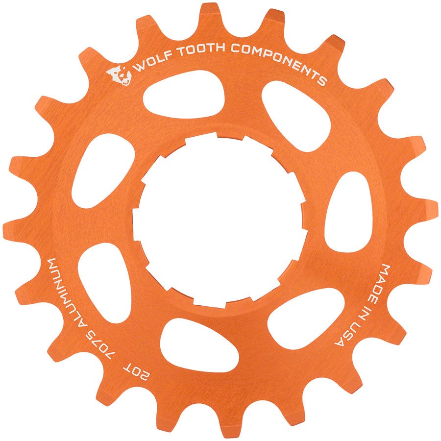 Wolf Tooth Single Speed Aluminum Cog - 20t, Compatible with 3/32" Chains, Orange MPN: AL-SS-ORG-COG20 UPC: 812719026307 Driver and Single Cog Aluminum Single Speed Cog