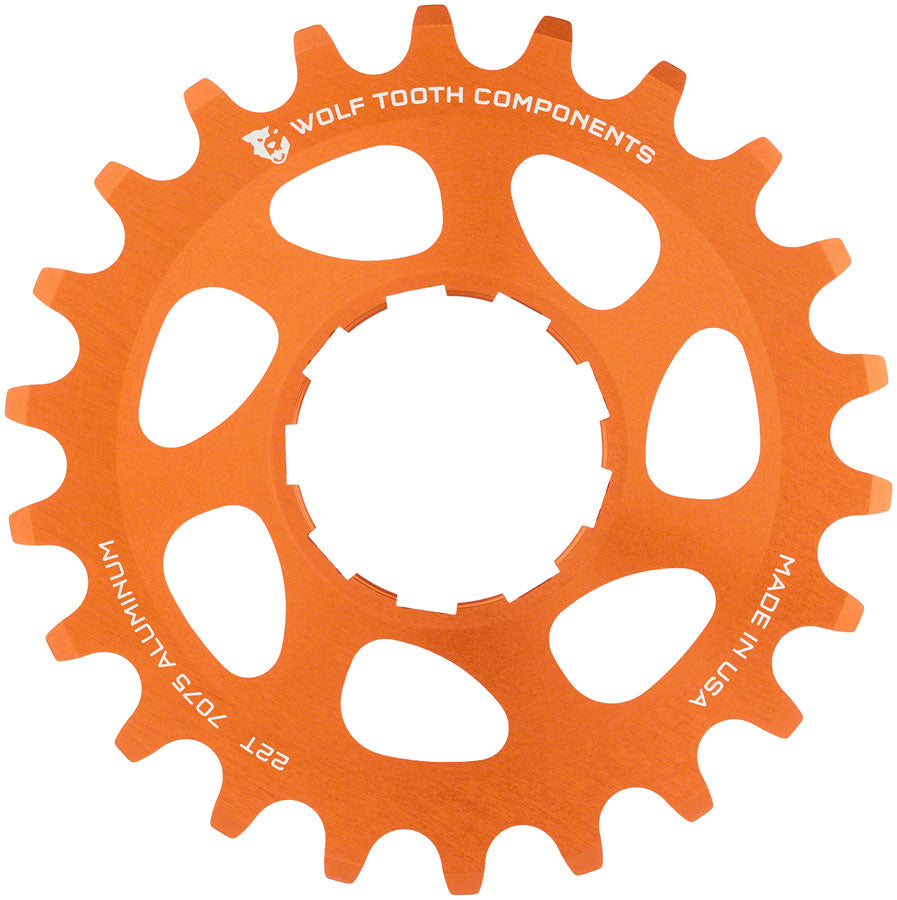 Wolf Tooth Single Speed Aluminum Cog - 22t, Compatible with 3/32" Chains, Orange MPN: AL-SS-ORG-COG22 UPC: 812719026505 Driver and Single Cog Aluminum Single Speed Cog