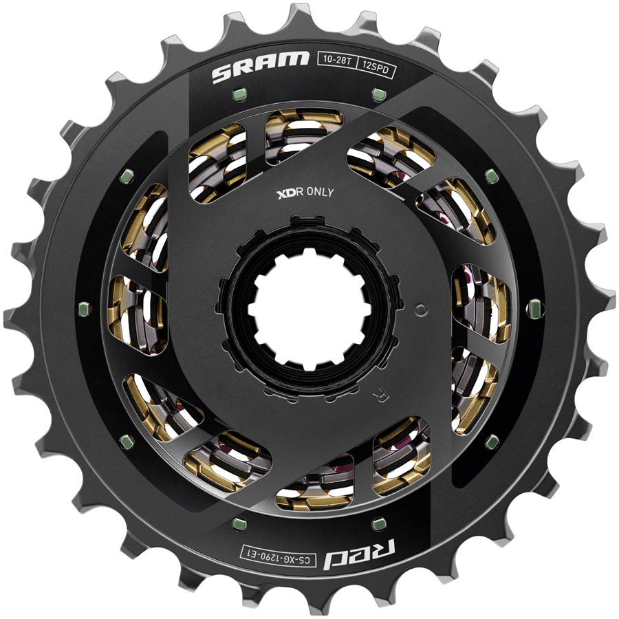 SRAM RED XG-1290 Cassette - 12-Speed, 10-28t, For XDR Driver Body, Rainbow, E1 - Cassettes - RED AXS XG-1290 12-Speed Cassette