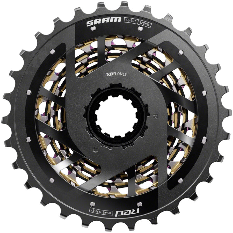 SRAM RED XG-1290 Cassette - 12-Speed, 10-30t, For XDR Driver Body, Rainbow, E1 - Cassettes - RED AXS XG-1290 12-Speed Cassette