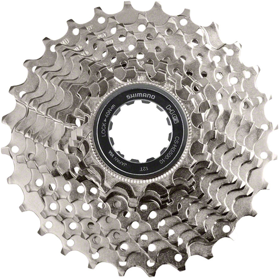 Shimano CS HG500 Cassette 10 Speed 11 34t Silver Cassettes Worldwide Cyclery
