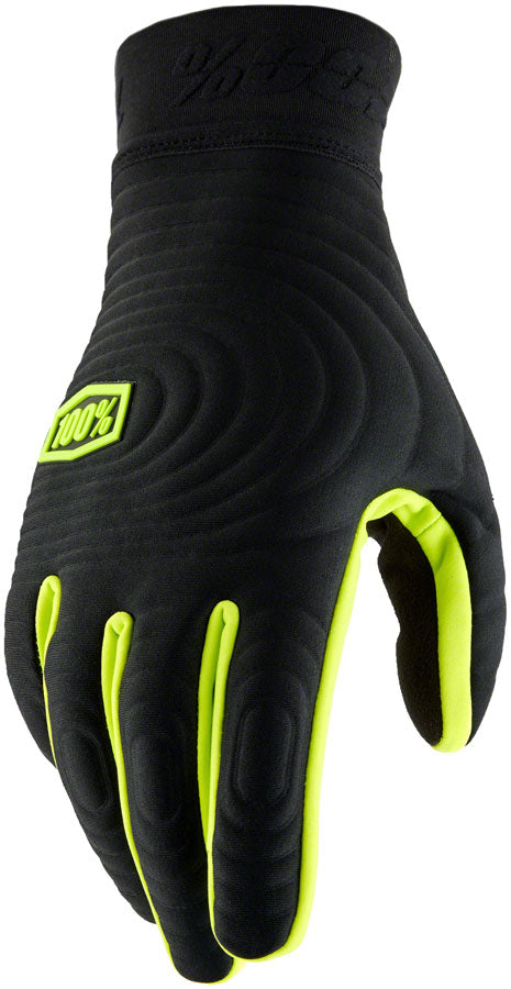 100% Brisker Xtreme Gloves - Black/Yellow, Full Finger, Men's, X-Large