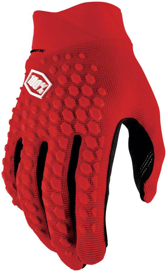 100% Geomatic Gloves - Red, Full Finger, Men's, Medium