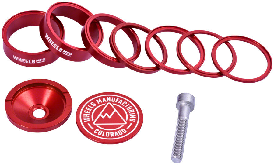 Wheels Manufacturing Pro StackRight Headset Spacer Kit - Red MPN: SRHS-PKIT1-1 UPC: 811079029614 Headset Stack Spacer Pro StackRight Headset Spacer Kit