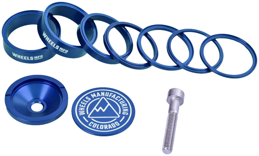 Wheels Manufacturing Pro StackRight Headset Spacer Kit - Blue