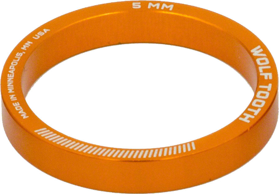 Wolf Tooth Headset Spacer 5 Pack, 5mm, Orange MPN: SPACER-ORG-5PACK-5MM UPC: 812719022736 Headset Stack Spacer Precision Spacer 5 Pack