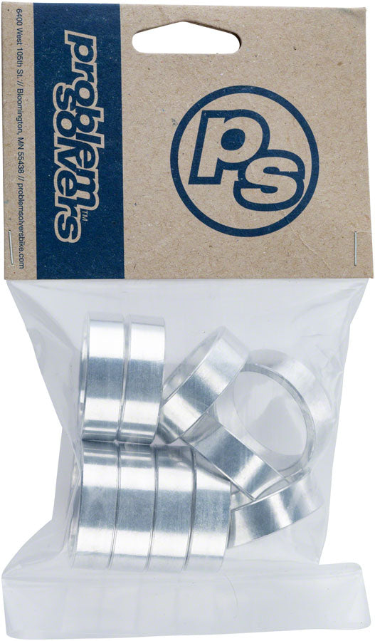 Problem Solvers Headset Stack Spacer - 28.6, 10mm, Aluminum, Silver, Bag of 10 - Headset Stack Spacer - Headset Spacers