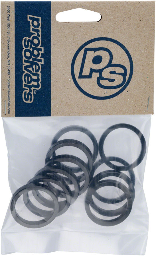 Problem Solvers Headset Stack Spacer - 25.4, 5mm, Aluminum, Black, Bag of 10 - Headset Stack Spacer - Headset Spacers