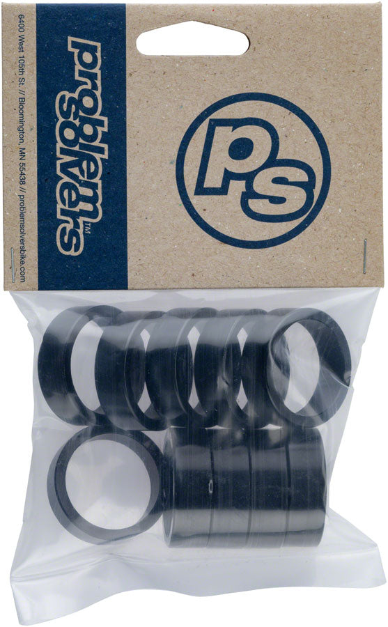 Problem Solvers Headset Stack Spacer - 25.4, 10mm, Aluminum, Black, Bag of 10 - Headset Stack Spacer - Headset Spacers