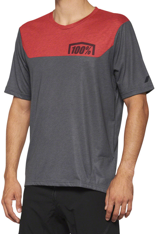 100% Airmatic Jersey - Charcoal/Red, Short Sleeve, Men's, Large