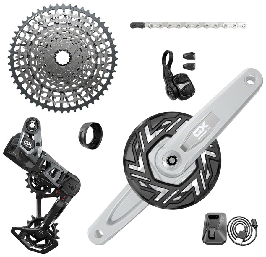 SRAM GX Eagle T-Type Ebike AXS Groupset - 104BCD 34T with Clip-On Guard, Derailleur, Shifter, 10-52t Cassette, Arms not