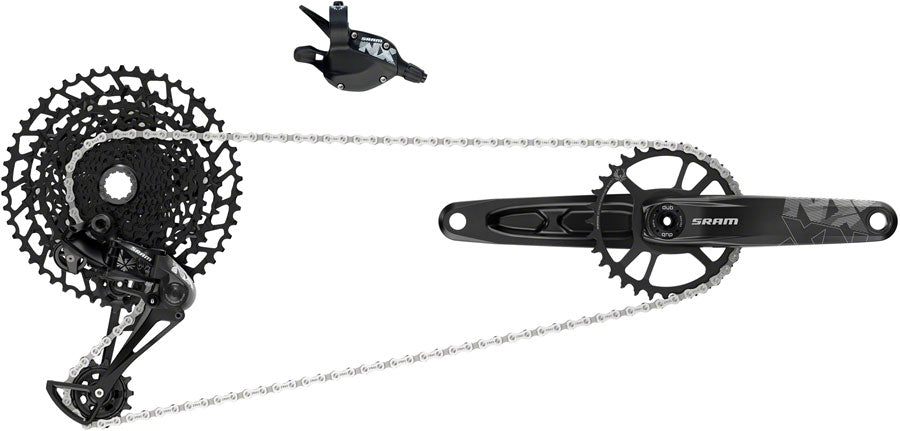SRAM NX Eagle Groupset: 170mm 32 Tooth DUB Boost Crank, Rear Derailleur, 11-50 12-Speed Cassette, Trigger Shifter, and MPN: 00.7918.076.002 UPC: 710845820496 Kit-In-A-Box Mtn Group NX Eagle Groupset