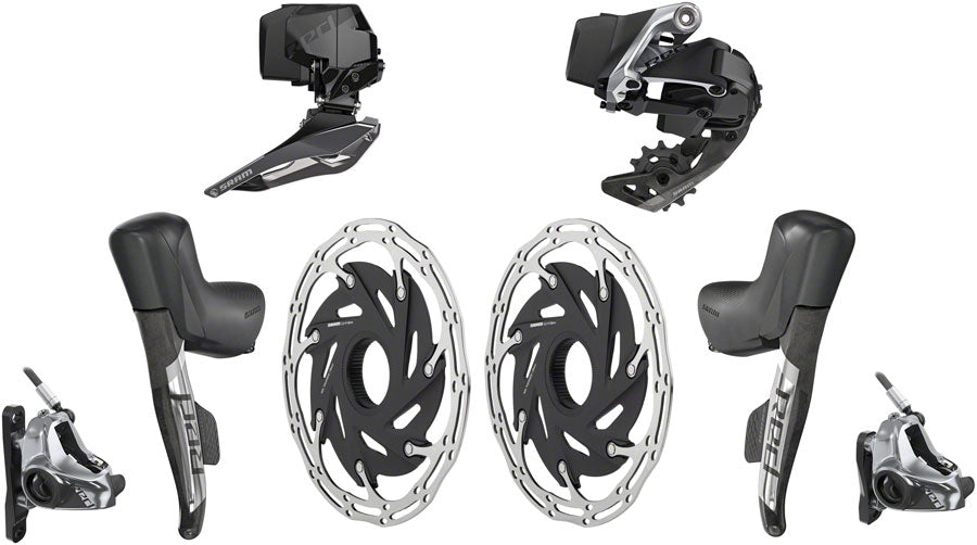 SRAM RED eTap AXS Electronic 2x12-Speed Road Groupset - HRD Brake/Shift Levers, Flat Mnt Disc Brakes, CL Rotors, MPN: 00.7918.078.010 UPC: 710845841675 Kit-In-A-Box Road Group RED eTap AXS Electronic Groupset
