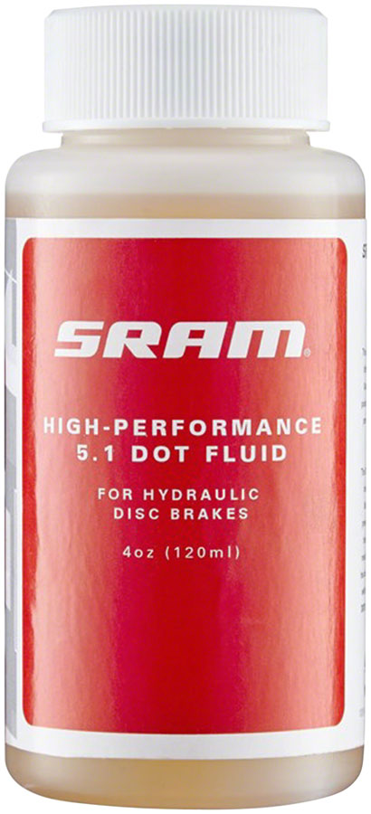 SRAM 5.1 DOT Hydraulic Brake Fluid - 4oz MPN: 00.5318.017.000 UPC: 710845764776 Disc Brake Fluid DOT 5.1 Hydraulic Disc Brake Fluid