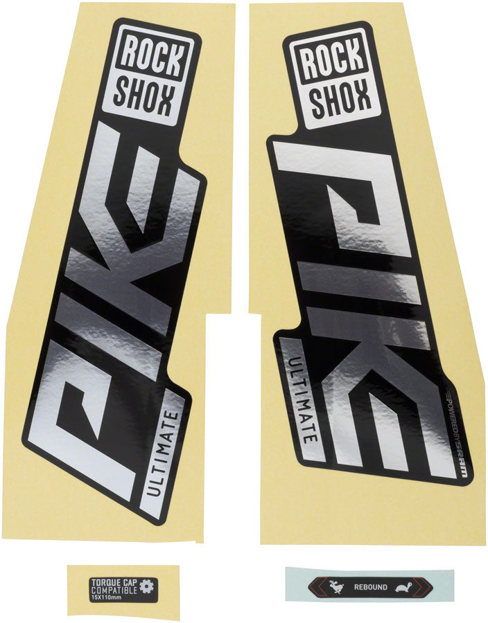 Rockshox Fork Decal Kit - Pike Ultimate, 27.5"/29", Gloss Polar Foil/High Gloss Black MPN: 11.4018.105.044 UPC: 710845862670 Sticker/Decal Fork Decal Kits