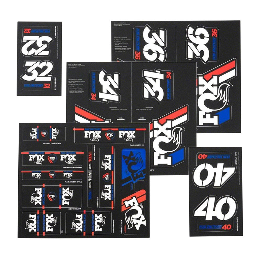 FOX Heritage Decal Kit for Forks and Shocks, Red/White/Blue - Sticker/Decal - Heritage Decal Kit