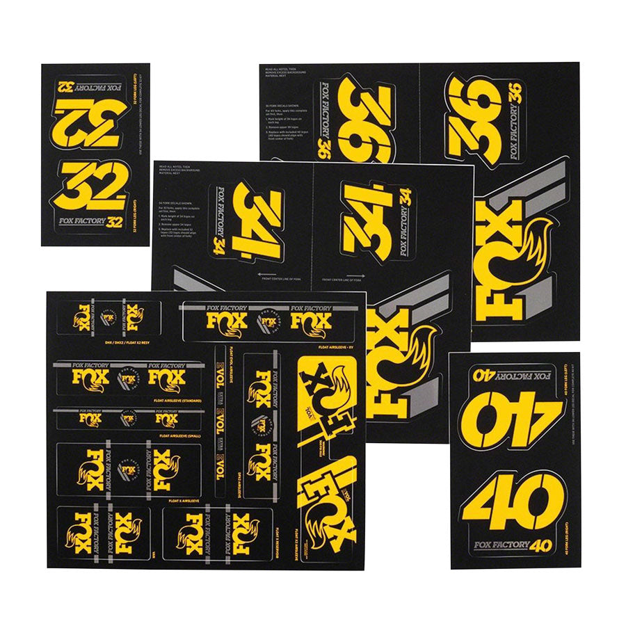 FOX Heritage Decal Kit for Forks and Shocks, Yellow Sticker/Decal ...