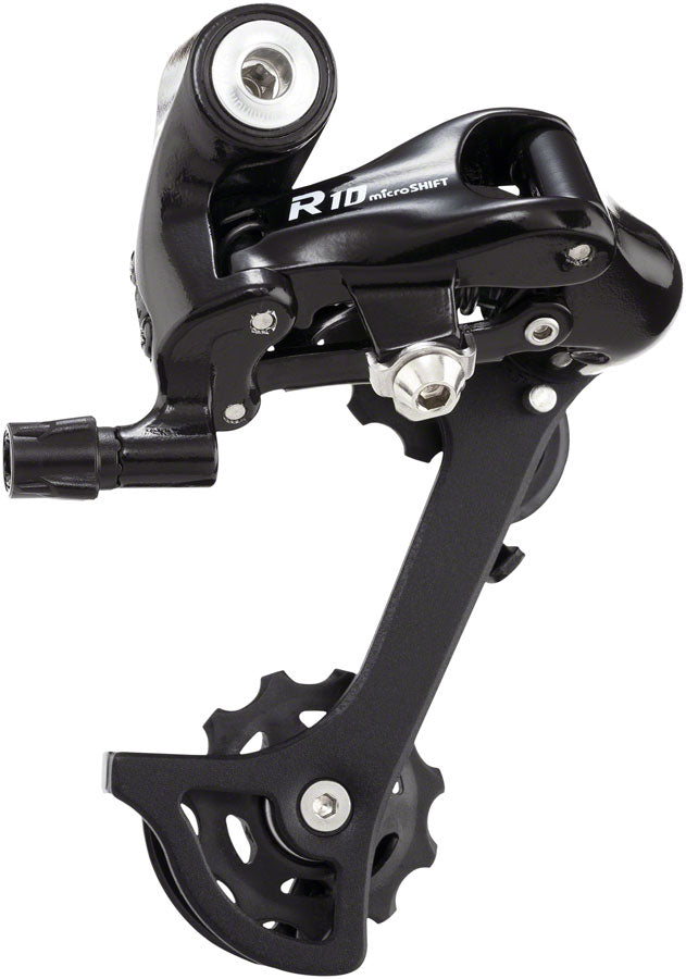 microSHIFT R10 Rear Derailleur - 10-Speed, Medium Cage, Shimano Road Compatible, Black