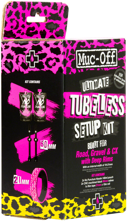 Muc-Off Ultimate Tubeless Kit - Road/Gravel/CX, 21mm Tape,  60mm Valves - Tubeless Conversion Kits - Ultimate Tubeless Kit