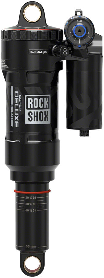 RockShox Super Deluxe Ultimate RC2T Rear Shock - 230 x 62.5mm, LinearAir, 2 Tokens, Reb/Low Comp, 320lb L/O Force, MPN: 00.4118.358.001 UPC: 710845863653 Rear Shock Super Deluxe Ultimate RC2T Rear Shock