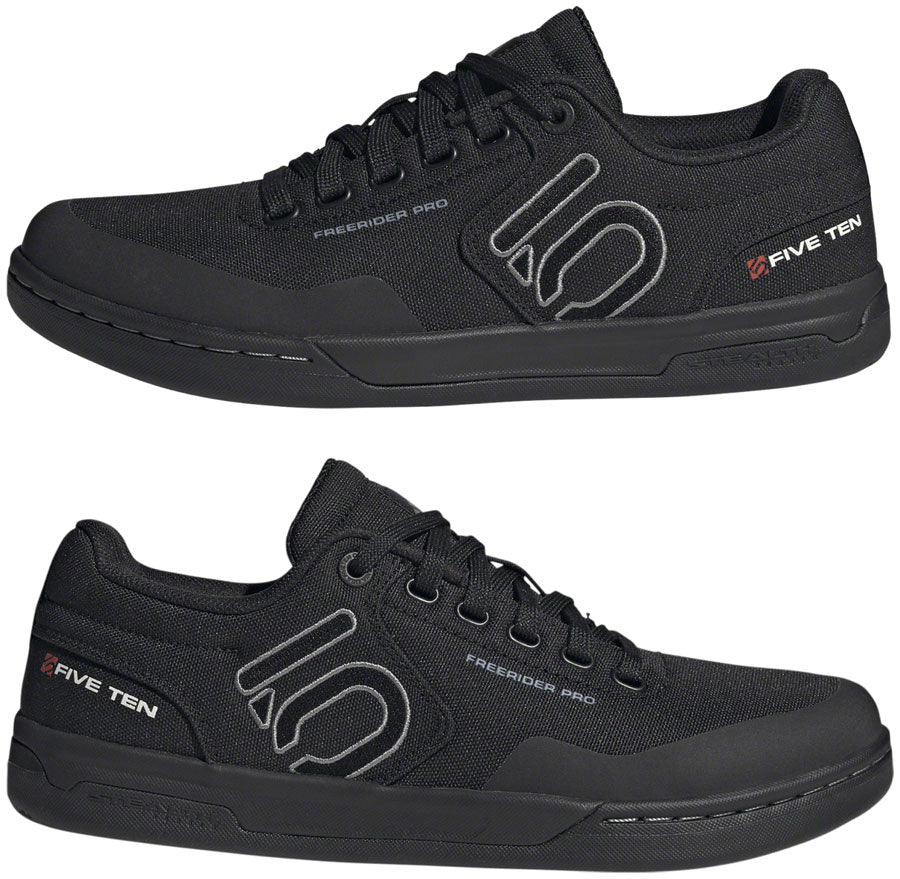 Five Ten Freerider Pro Canvas Flat Shoes - Men's, Core Black/Gray Three/Ftwr White, 12 - Flat Shoe - Freerider Pro Canvas Flat Shoe - Men's, Core Black/Gray Three/Ftwr White