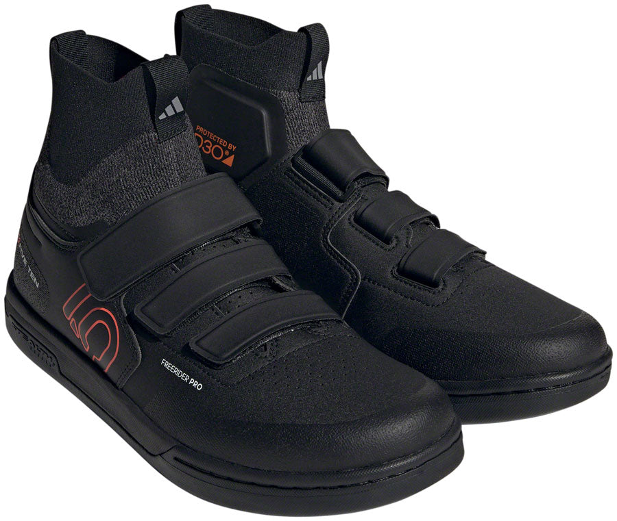 Five Ten Freerider Pro Mid VCS Flat Shoes - Men's, Core Black/Solar Red/Gray Three, 8